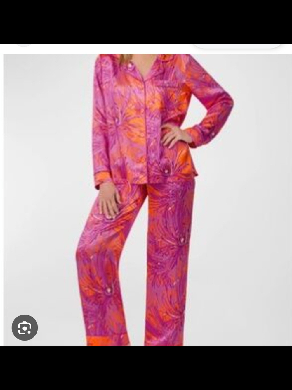Trina Turk Silk Vibrant Pink & Orange Floral Pajama Set